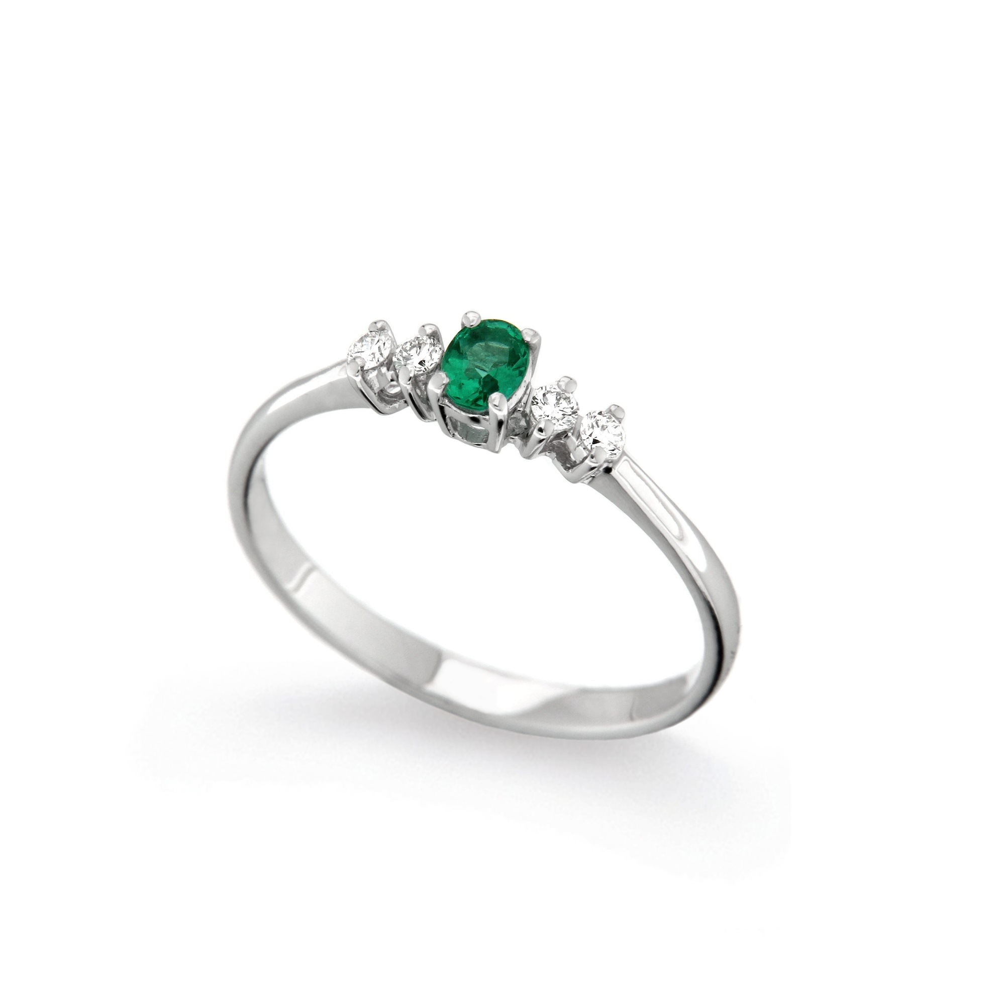 Inel din aur 18K cu smarald 0,16 ct. si diamante 0,08 ct., model Orsini 2660G-S3X4 Inel din aur 18K cu smarald 0,16 ct. si diamante 0,08 ct., model Orsini 2660G-S3X4