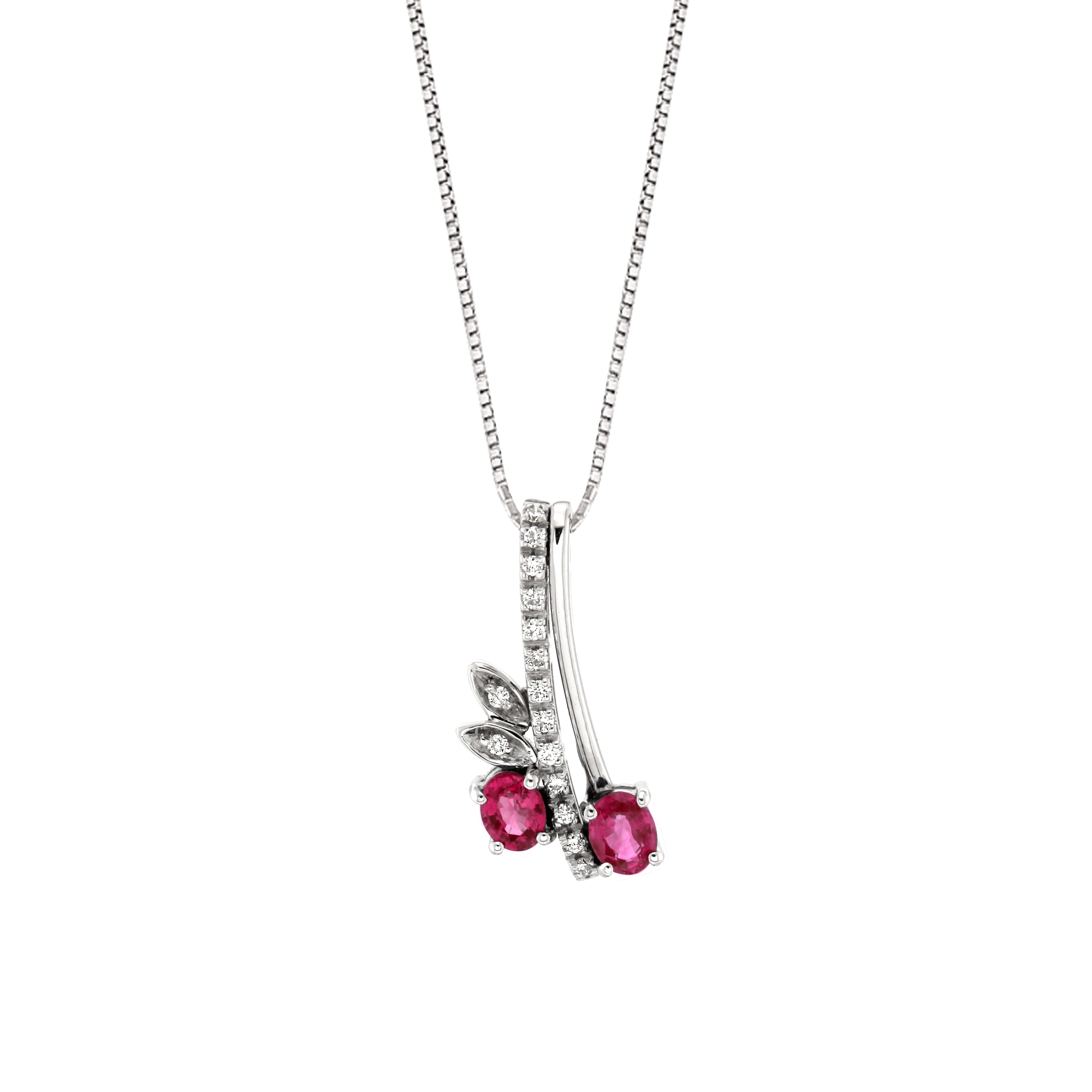 Lantisor din aur 18K cu pandantiv cu rubine 0,50 ct. si diamante 0,08 ct., model Orsini CI1522-R3X4 Lantisor din aur 18K cu pandantiv cu rubine 0,50 ct. si diamante 0,08 ct., model Orsini CI1522-R3X4