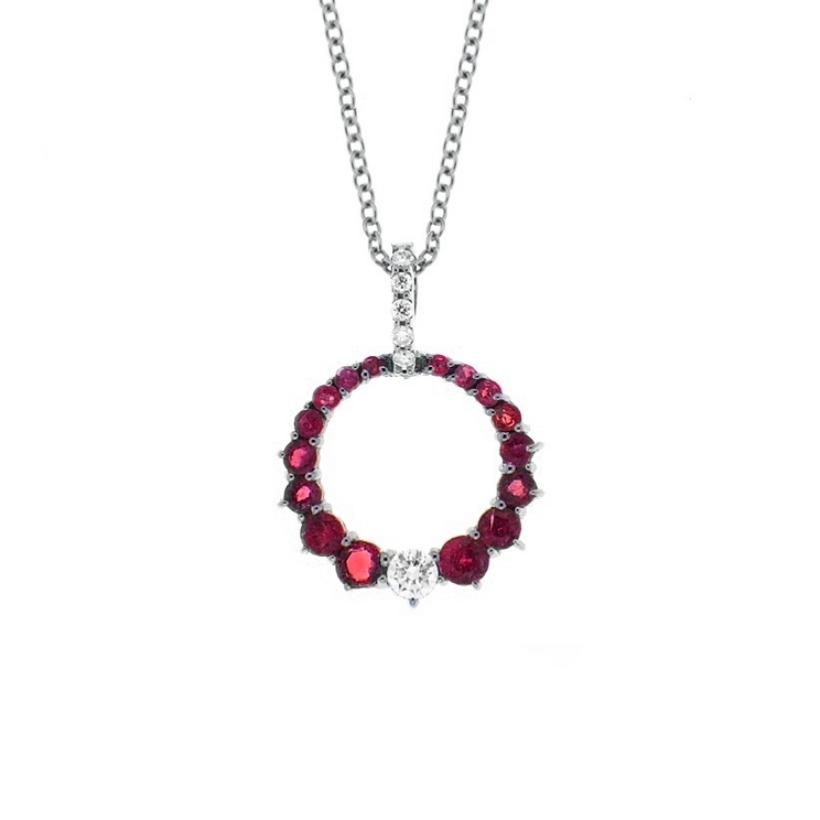 Lantisor din aur 18K cu pandantiv cu rubine 0,62 ct. si diamante 0,13 ct., model Orsini CI1601-R Lantisor din aur 18K cu pandantiv cu rubine 0,62 ct. si diamante 0,13 ct., model Orsini CI1601-R