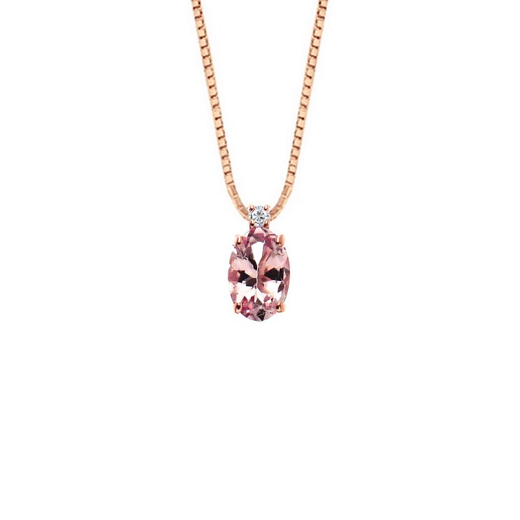 Lantisor din aur 18K cu pandantiv cu morganit 0,38 ct. si diamant 0,01 ct., model Orsini CI1667-M4X6 Lantisor din aur 18K cu pandantiv cu morganit 0,38 ct. si diamant 0,01 ct., model Orsini CI1667-M4X6