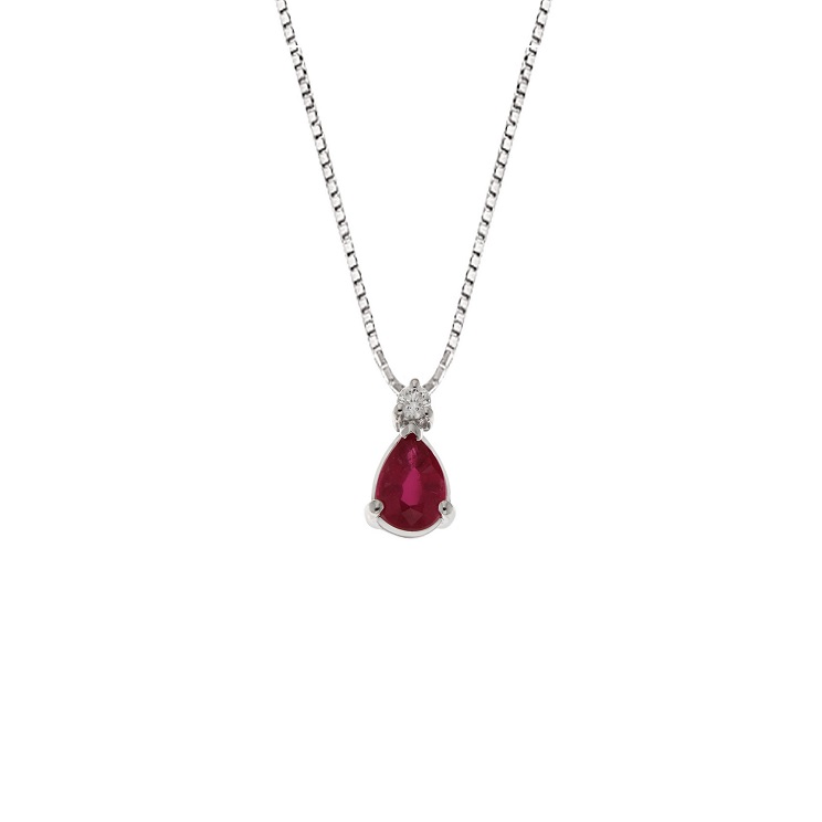 Lantisor din aur 18K cu pandantiv cu rubin 0,60 ct. si diamant 0,03 ct., model Orsini CI1684R4X6 Lantisor din aur 18K cu pandantiv cu rubin 0,60 ct. si diamant 0,03 ct., model Orsini CI1684R4X6