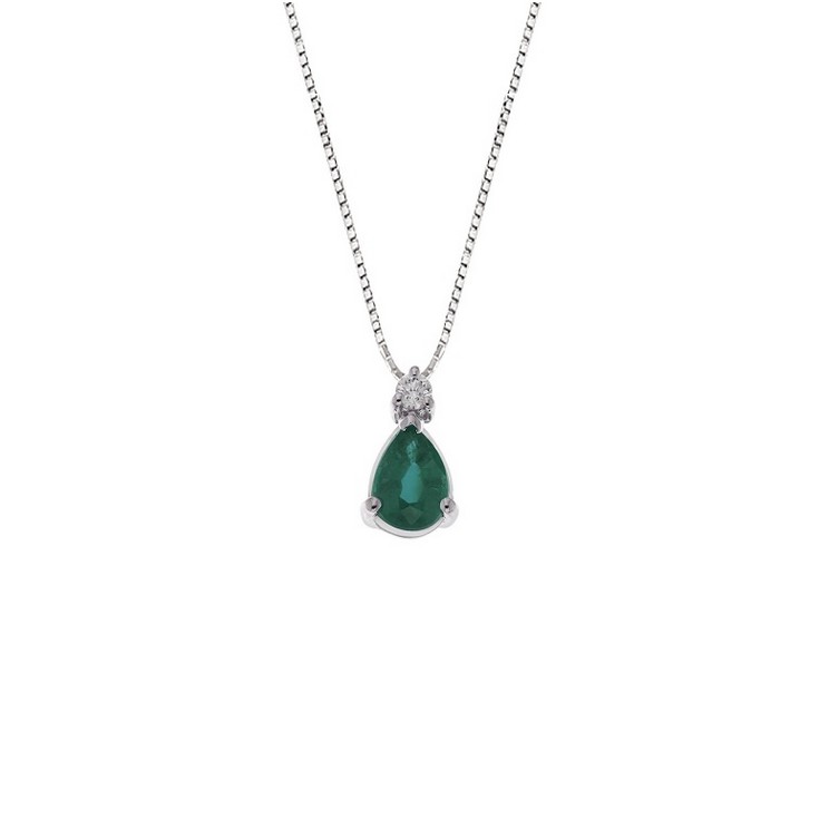 Lantisor din aur 18K cu pandantiv cu smarald 0,40 ct. si diamant 0,03 ct., model Orsini CI1684S4X6 Lantisor din aur 18K cu pandantiv cu smarald 0,40 ct. si diamant 0,03 ct., model Orsini CI1684S4X6