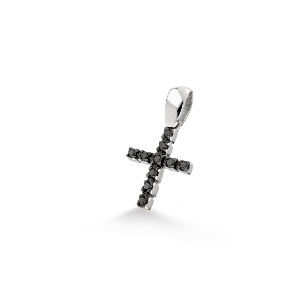 Pandantiv cruciulita din aur 18K cu diamante negre 0,10 ct., model Orsini 0104CIN Pandantiv cruciulita din aur 18K cu diamante negre 0,10 ct., model Orsini 0104CIN
