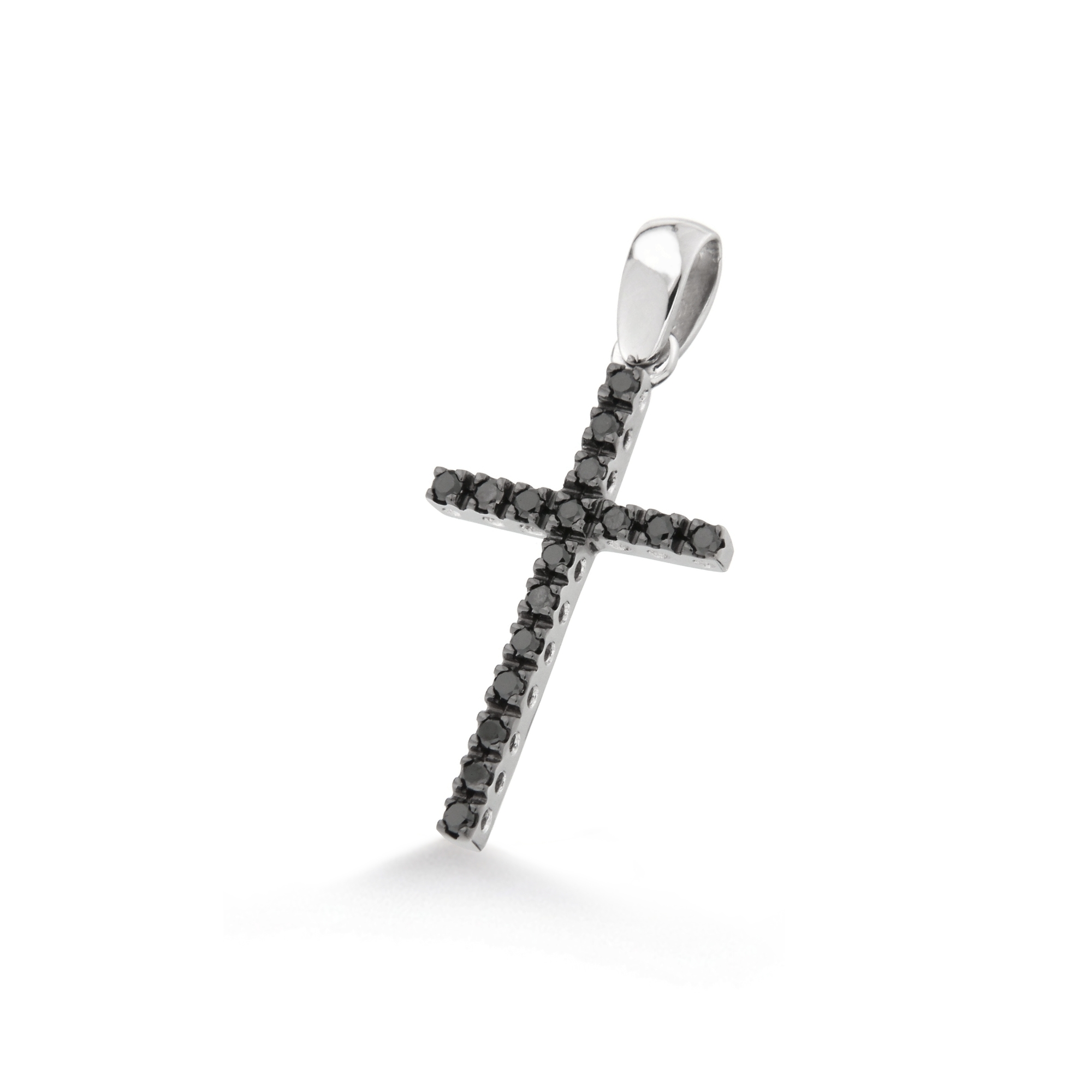 Pandantiv cruciulita din aur 18K cu diamante negre 0,17 ct., model Orsini 0131CIN Pandantiv cruciulita din aur 18K cu diamante negre 0,17 ct., model Orsini 0131CIN