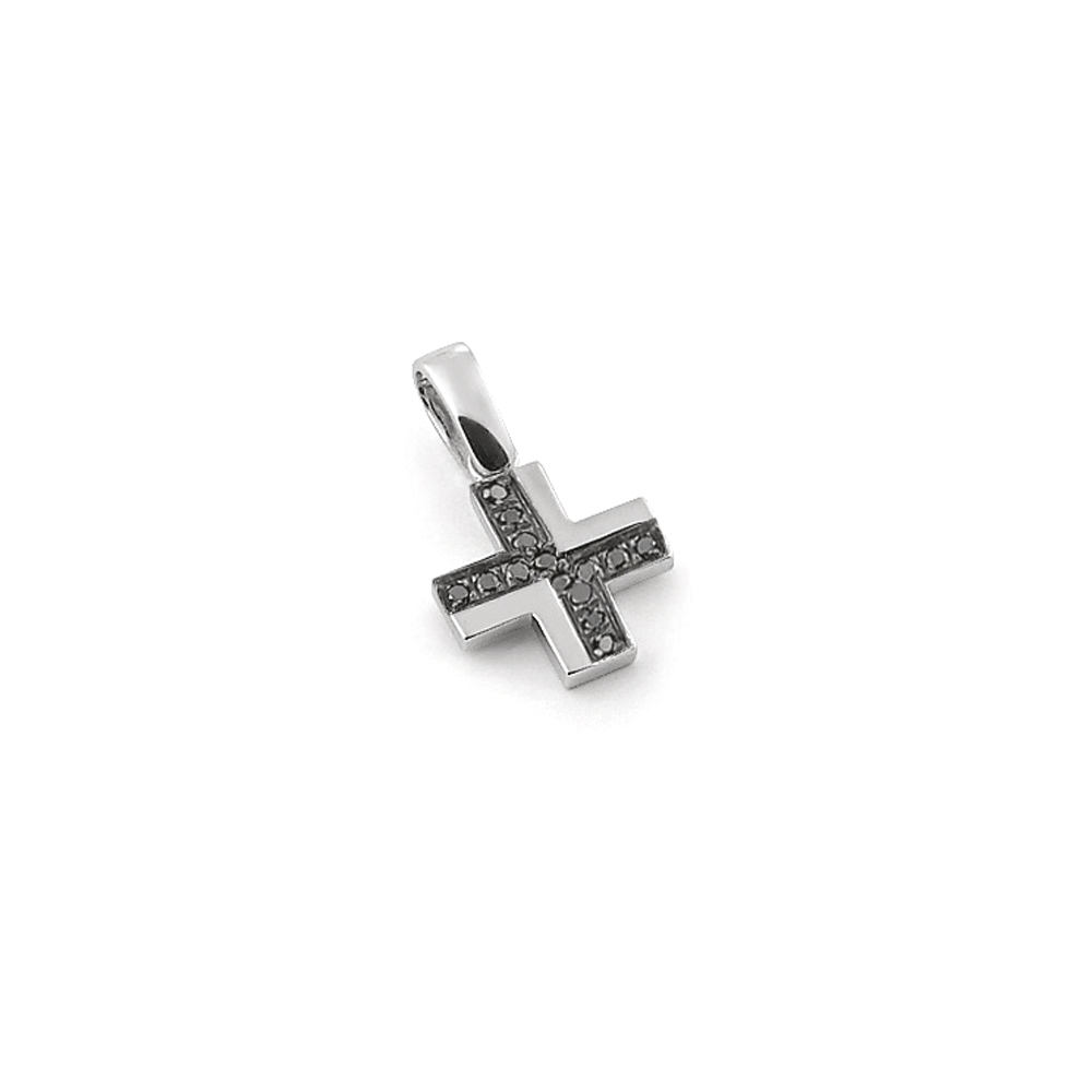 Pandantiv cruciulita din aur 18K cu diamante negre 0,07 ct., model Orsini 0320CIN Pandantiv cruciulita din aur 18K cu diamante negre 0,07 ct., model Orsini 0320CIN