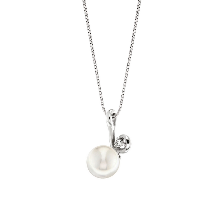 Lantisor din aur 18K cu pandantiv cu perla 0,30 gr. si diamant 0,02 ct., model Orsini 0370CI Lantisor din aur 18K cu pandantiv cu perla 0,30 gr. si diamant 0,02 ct., model Orsini 0370CI