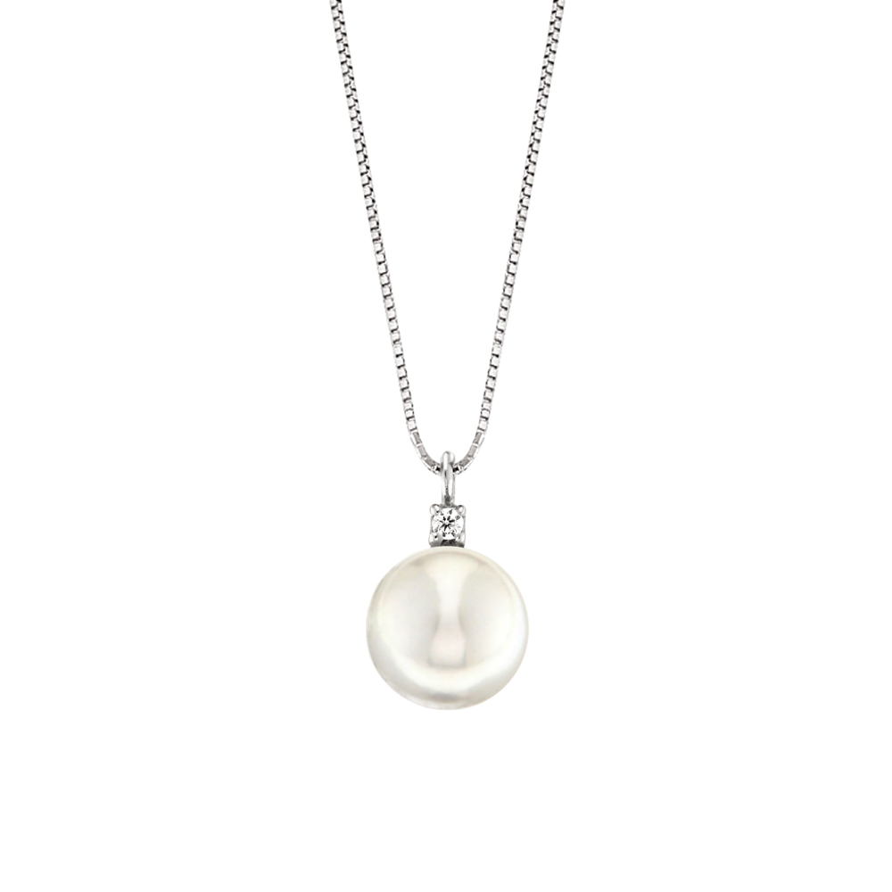 Lantisor din aur 18K cu pandantiv cu perla 0,60 gr. si diamant 0,01 ct., model Orsini 0424CI-07 Lantisor din aur 18K cu pandantiv cu perla 0,60 gr. si diamant 0,01 ct., model Orsini 0424CI-07