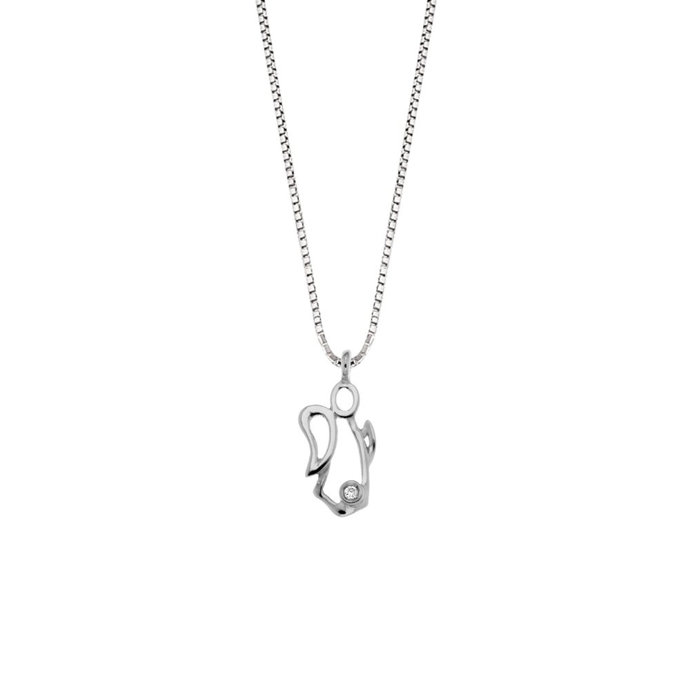 Lantisor din aur 18K cu pandantiv ingeras cu diamant 0,005 ct., model Orsini 0428CI Lantisor din aur 18K cu pandantiv ingeras cu diamant 0,005 ct., model Orsini 0428CI