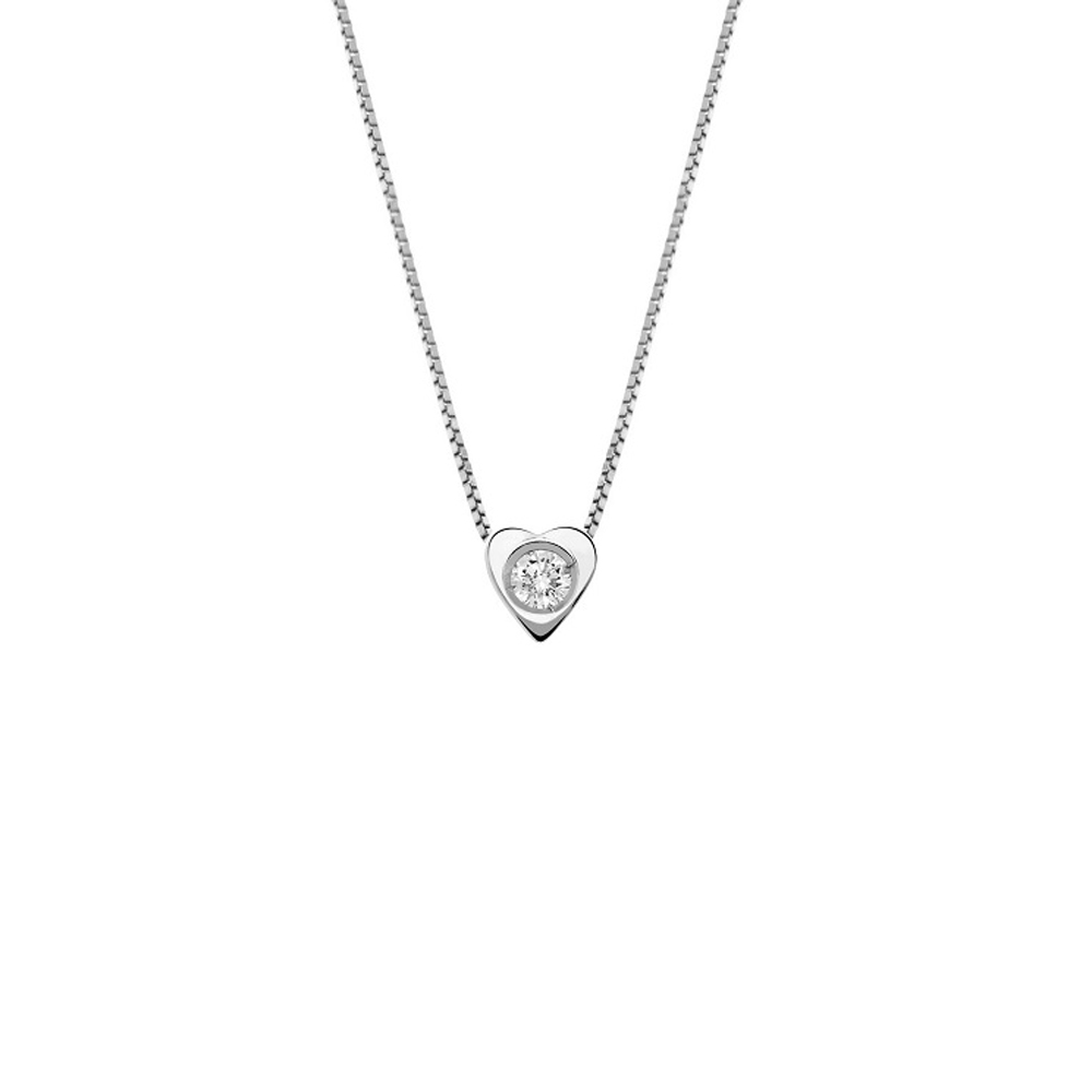 Lantisor din aur 18K cu pandantiv inima cu diamant 0,04 ct., model Orsini 0478CI Lantisor din aur 18K cu pandantiv inima cu diamant 0,04 ct., model Orsini 0478CI