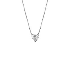 Lantisor din aur alb 18K cu pandantiv inima cu diamant 0,04 ct., model Orsini 0478CI