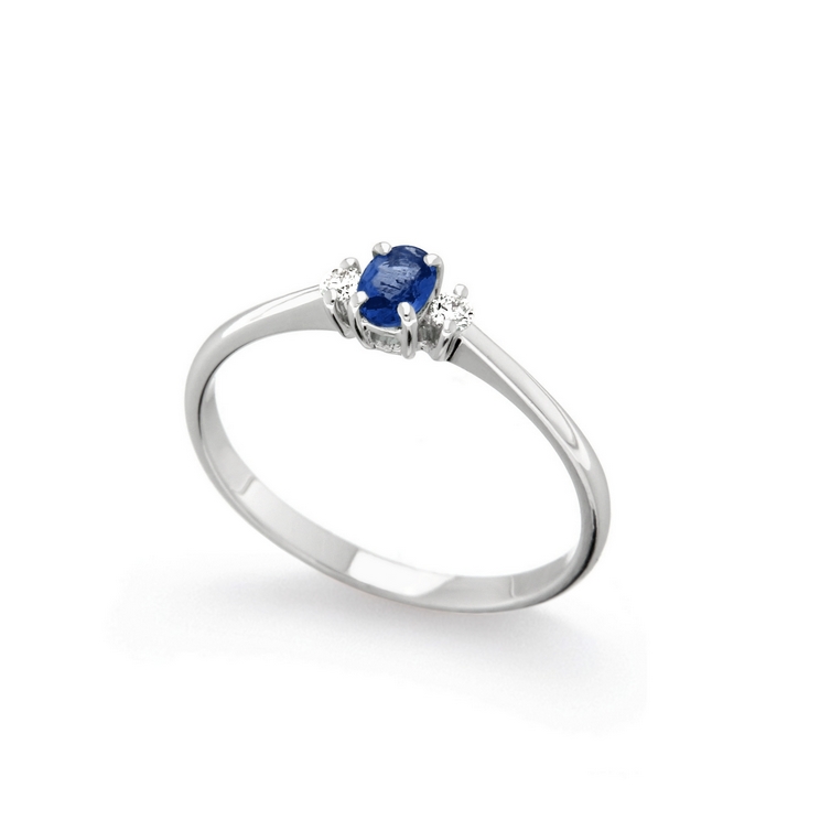 Inel din aur 18K cu safir 0,20 ct. si diamante 0,05 ct., model Orsini 2683G-Z3X4 Inel din aur 18K cu safir 0,20 ct. si diamante 0,05 ct., model Orsini 2683G-Z3X4
