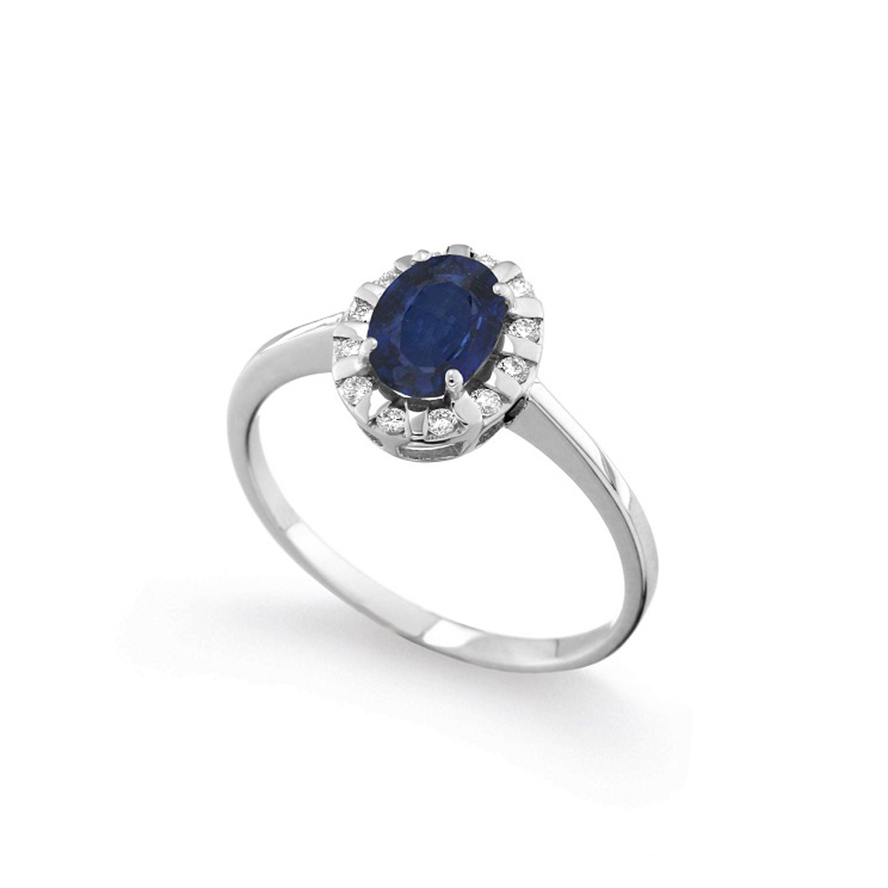 Inel din aur 18K cu safir 0,65 ct. si diamante 0,12 ct., model Orsini 2714G-Z5X7 Inel din aur 18K cu safir 0,65 ct. si diamante 0,12 ct., model Orsini 2714G-Z5X7