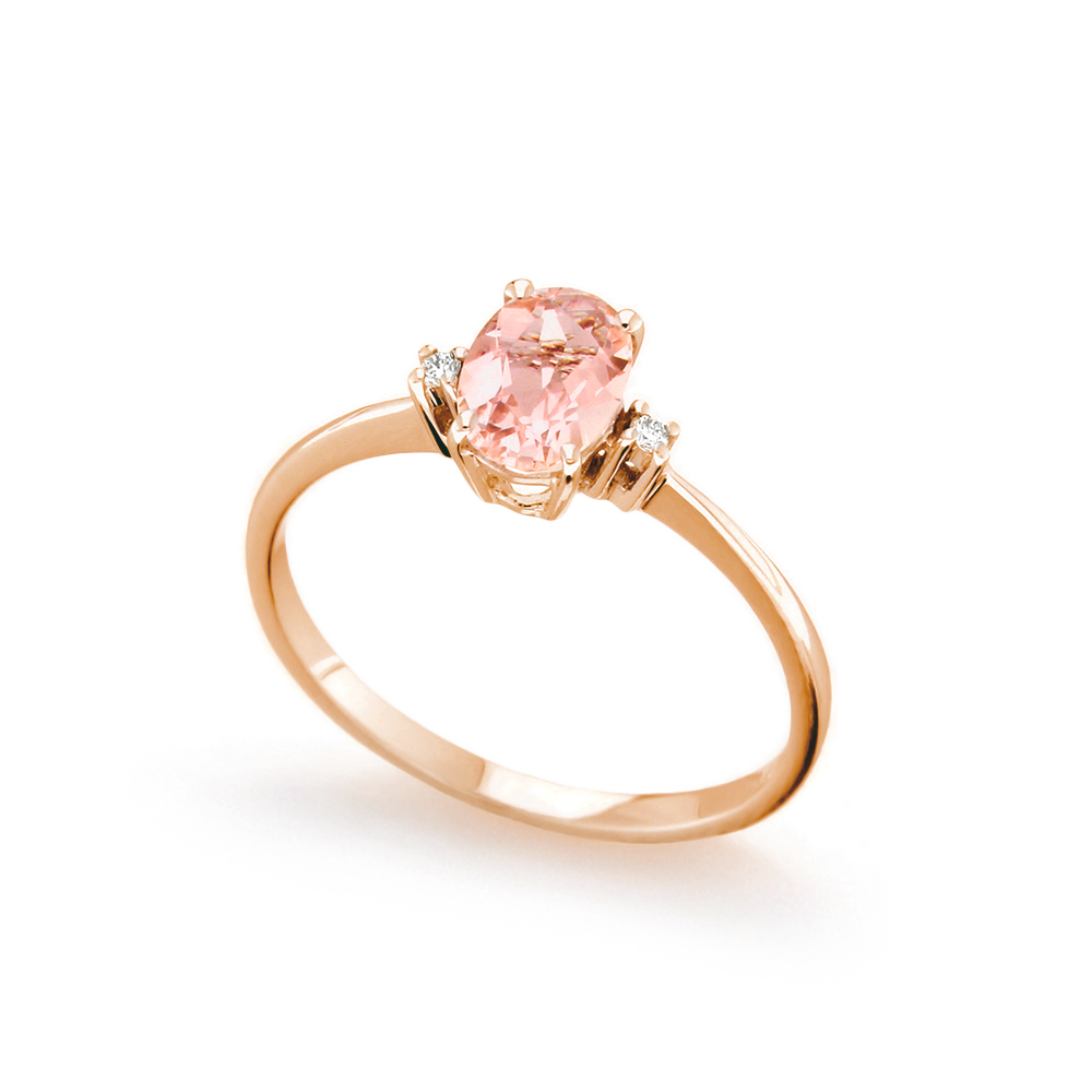 Inel de logodna din aur 18K cu morganit 0,50 ct. si diamante 0,02 ct., model Orsini 2756G-M5X7 Inel de logodna din aur 18K cu morganit 0,50 ct. si diamante 0,02 ct., model Orsini 2756G-M5X7