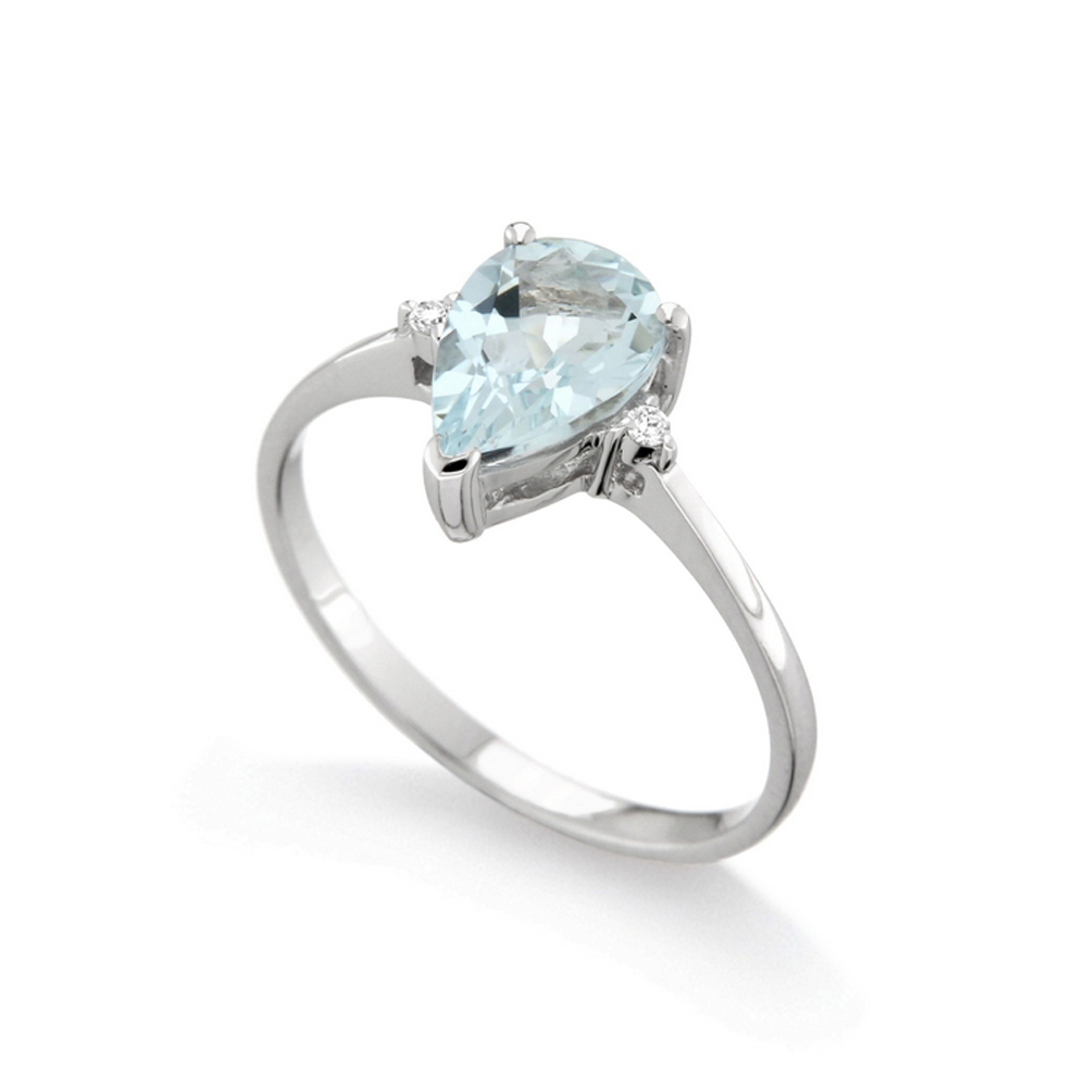 Inel de logodna din aur 18K cu acvamarin 1,00 ct. si diamante 0,02 ct., model Orsini 2783G-6X9 Inel de logodna din aur 18K cu acvamarin 1,00 ct. si diamante 0,02 ct., model Orsini 2783G-6X9