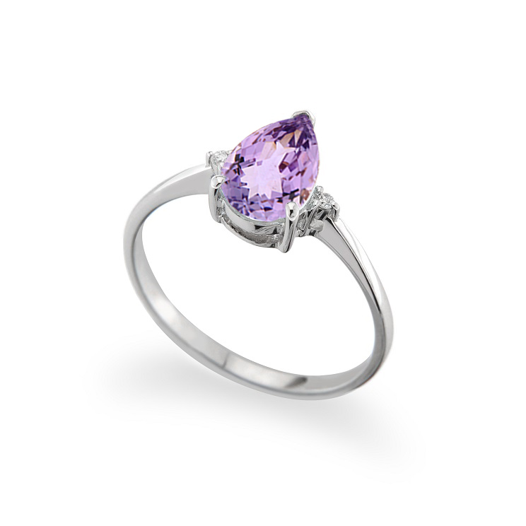 Inel de logodna din aur 18K cu ametist 0,90 ct. si diamante 0,02 ct., model Orsini 2783G-AM6X9 Inel de logodna din aur 18K cu ametist 0,90 ct. si diamante 0,02 ct., model Orsini 2783G-AM6X9