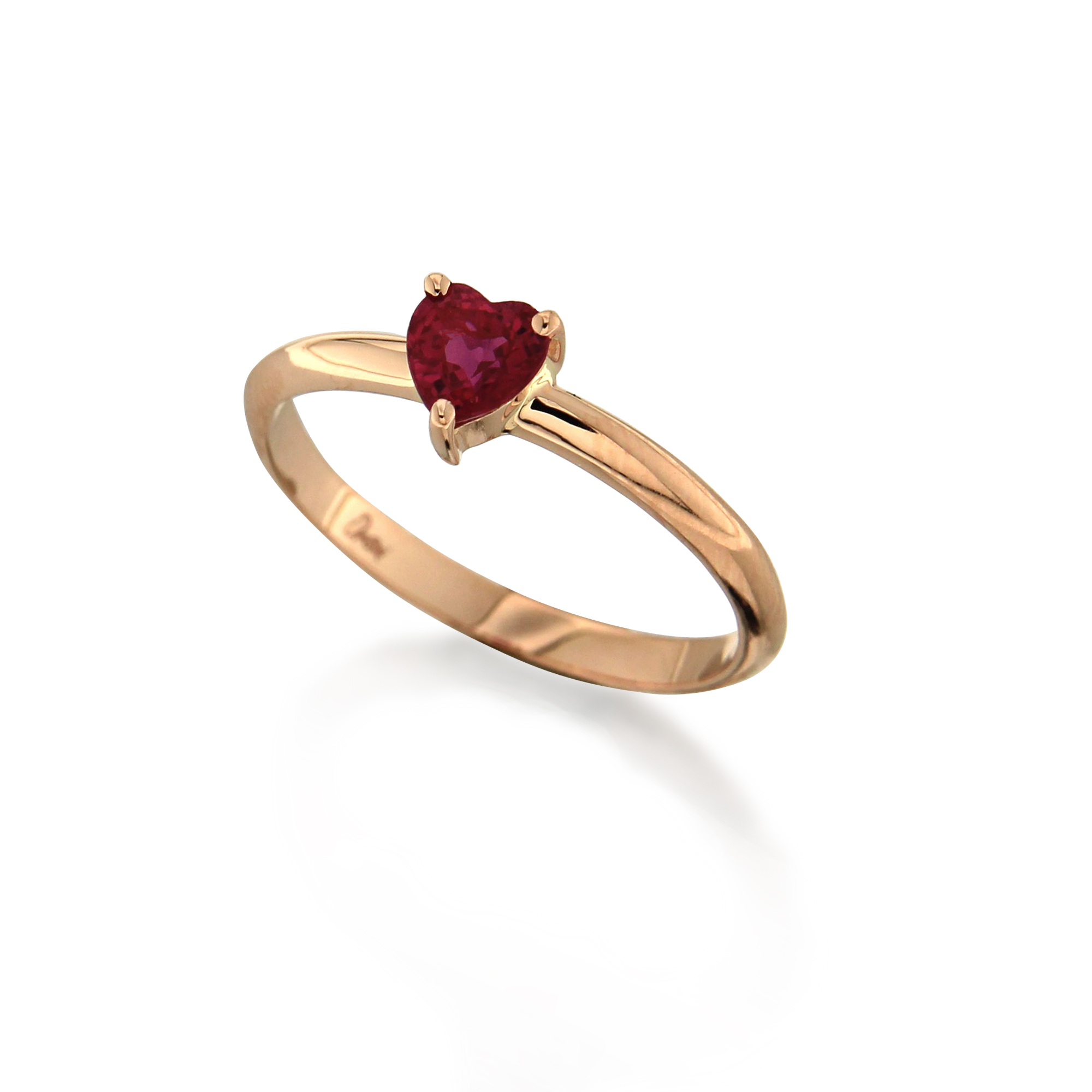Inel din aur 18K cu rubin forma de inima 0,48 ct., model 2855G-R