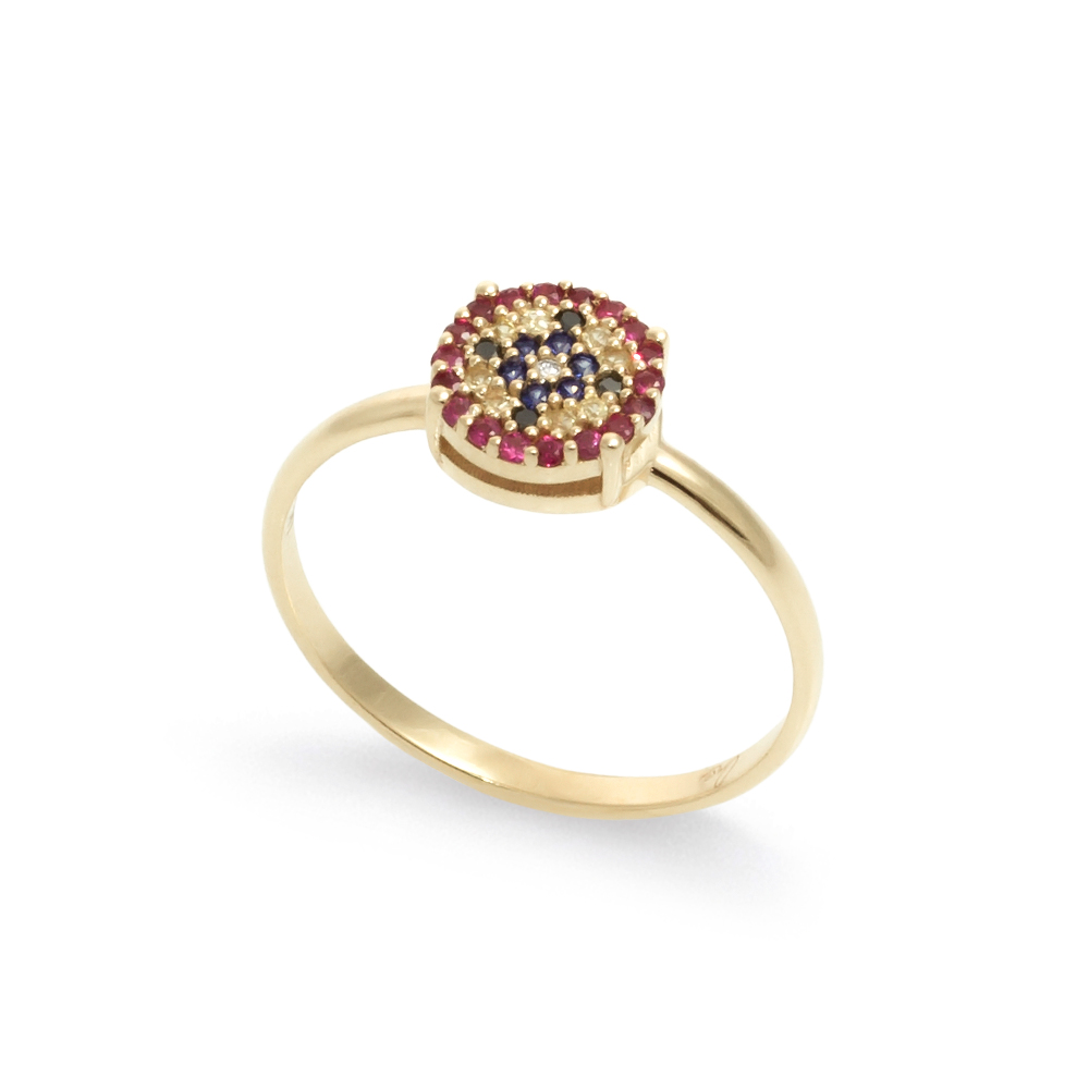Inel din aur 18K cu diamante 0,025 ct., safire 0,09 ct. si rubine 0,11 ct., model Orsini Romania Special 2895G-B Inel din aur 18K cu diamante 0,025 ct., safire 0,09 ct. si rubine 0,11 ct., model Orsini Romania Special 2895G-B