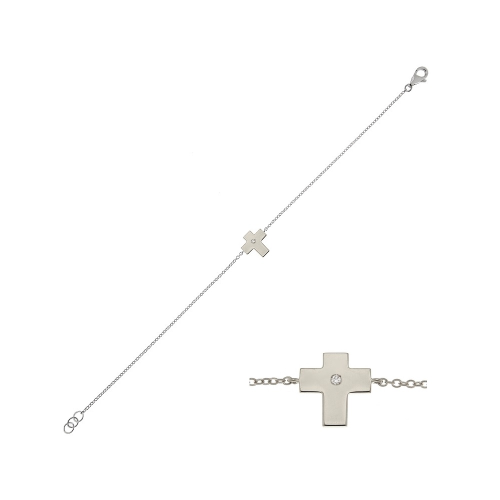 Bratara din aur 18K cu diamant 0,01 ct., model cruce, Orsini BR0152 Bratara din aur 18K cu diamant 0,01 ct., model cruce, Orsini BR0152