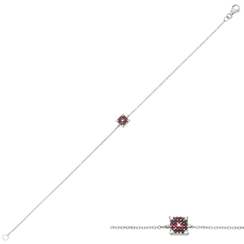 Bratara din aur 18K cu diamante 0,11 ct. si rubine 0,06 ct., model Orsini Romania Special BR0190-B Bratara din aur 18K cu diamante 0,11 ct. si rubine 0,06 ct., model Orsini Romania Special BR0190-B