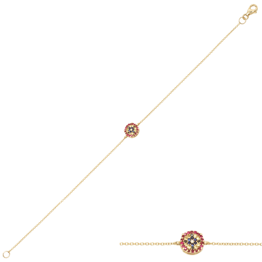 Bratara din aur 18K cu diamant 0,025 ct., safire 0,09 ct. si rubine 0,11 ct., model Orsini Romania Special BR0192-B Bratara din aur 18K cu diamant 0,025 ct., safire 0,09 ct. si rubine 0,11 ct., model Orsini Romania Special BR0192-B
