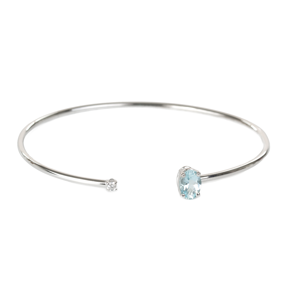 Bratara din aur 18K cu acvamarin 0,50 ct. si diamant 0,05 ct., model Orsini BR0195-5X7 Bratara din aur 18K cu acvamarin 0,50 ct. si diamant 0,05 ct., model Orsini BR0195-5X7