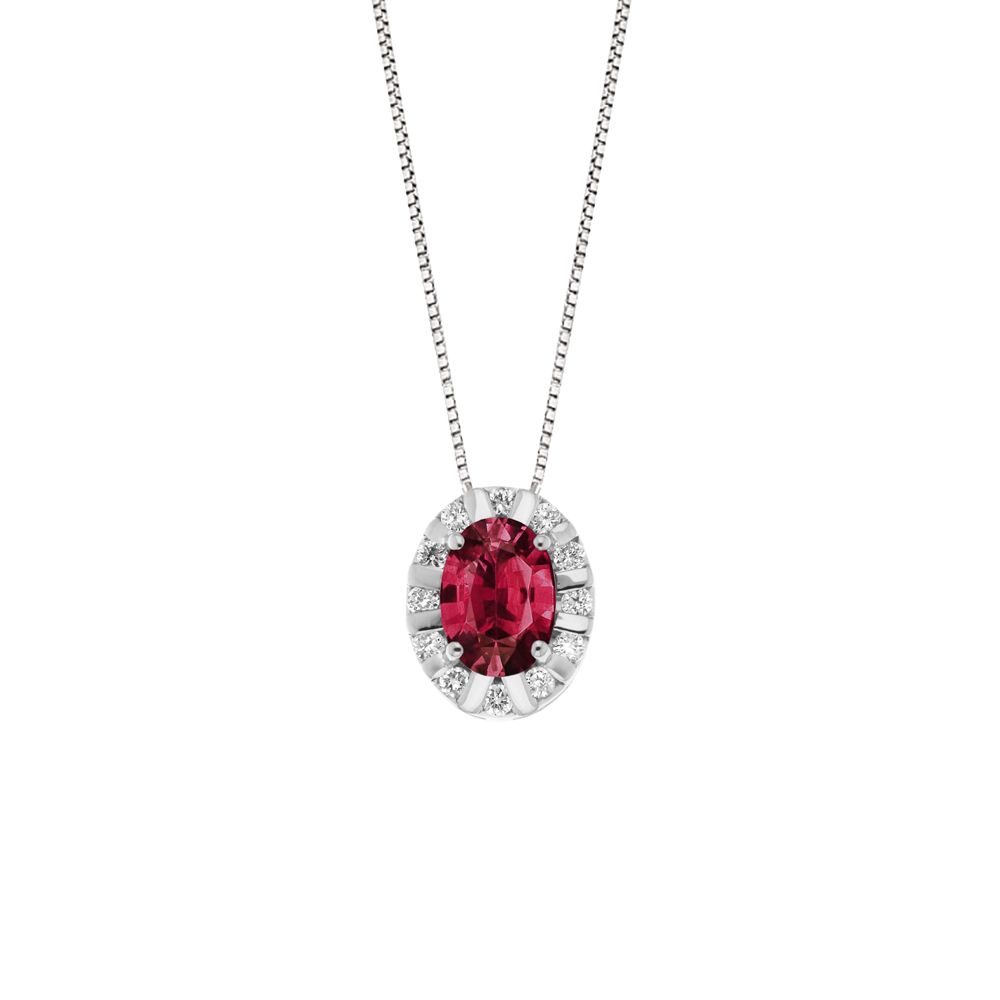 Lantisor din aur 18K cu pandantiv cu rubin 0,90 ct. si diamante 0,12 ct., model Orsini CI1614R5X7 Lantisor din aur 18K cu pandantiv cu rubin 0,90 ct. si diamante 0,12 ct., model Orsini CI1614R5X7