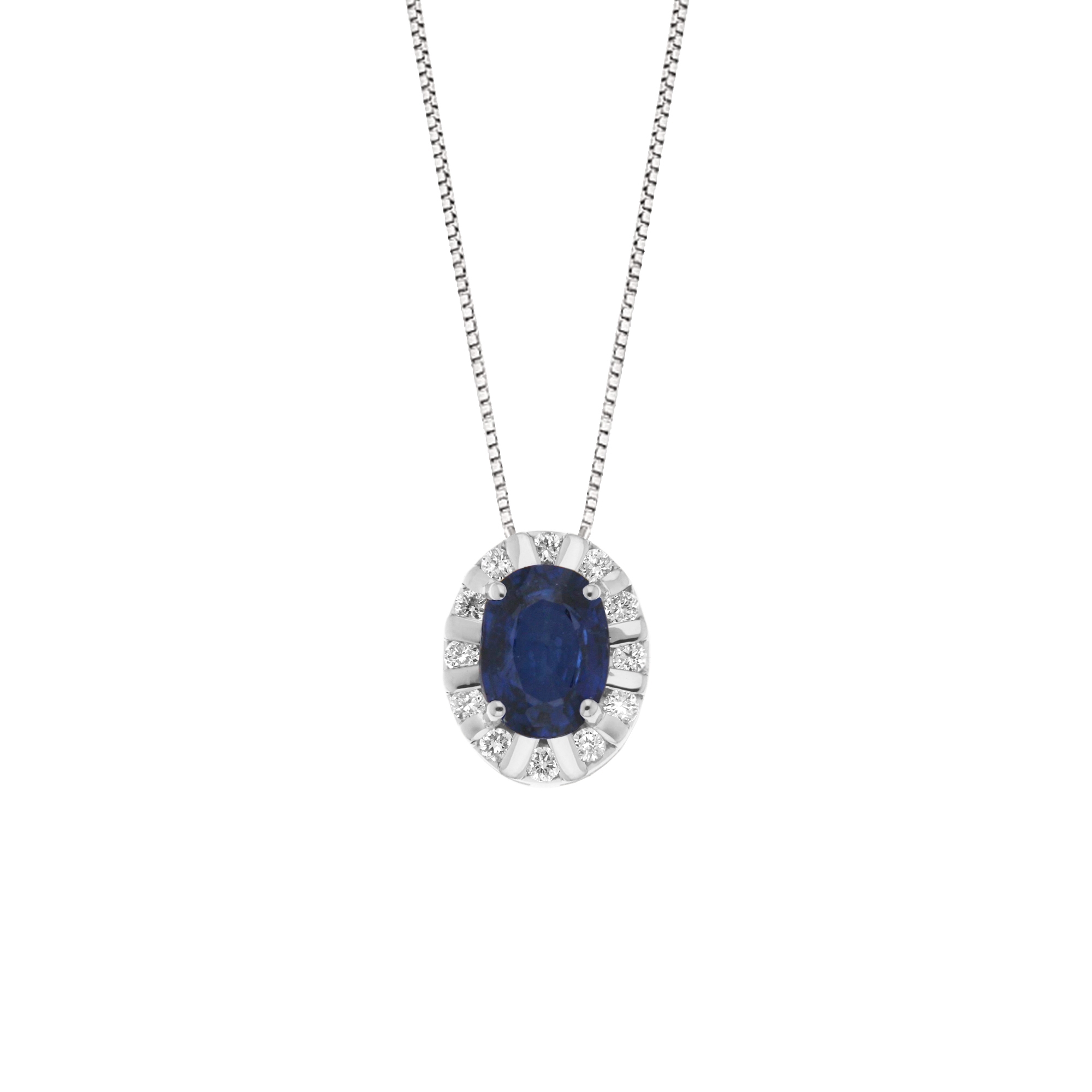 Lantisor din aur 18K cu pandantiv cu safir 0,90 ct. si diamante 0,12 ct., model Orsini CI1614Z5X7 Lantisor din aur 18K cu pandantiv cu safir 0,90 ct. si diamante 0,12 ct., model Orsini CI1614Z5X7