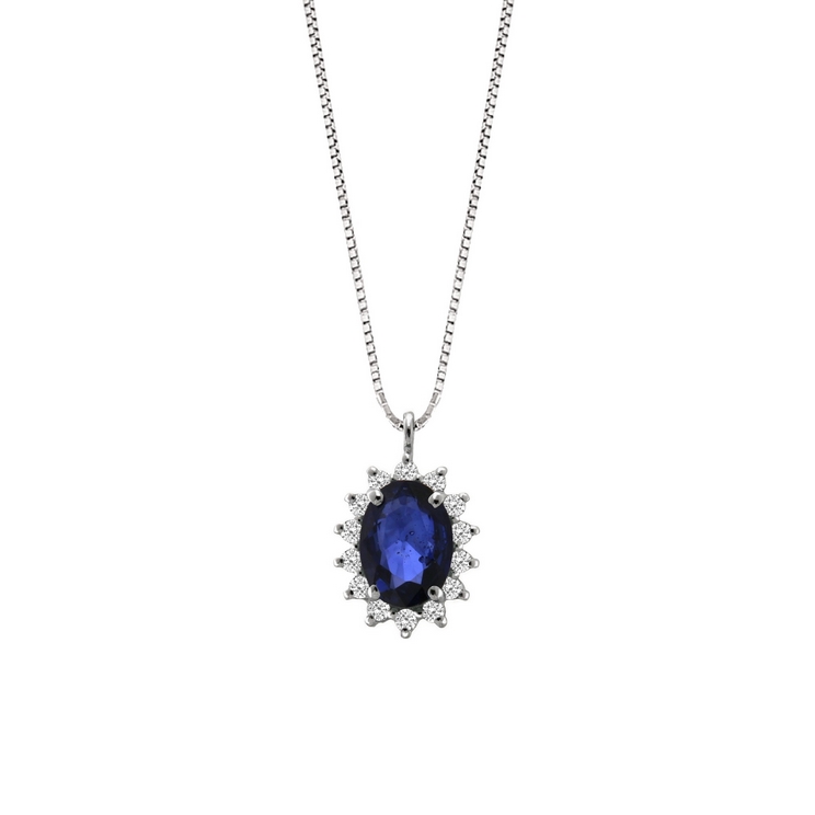 Lantisor din aur 18K cu pandantiv cu safir 0,80 ct. si diamante 0,14 ct., model Orsini CI1651Z5X7 Lantisor din aur 18K cu pandantiv cu safir 0,80 ct. si diamante 0,14 ct., model Orsini CI1651Z5X7