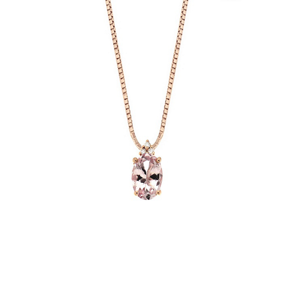 Lantisor din aur 18K cu pandantiv cu morganit 0,45 ct. si diamante 0,03 ct., model Orsini CI1690-M5X7 Lantisor din aur 18K cu pandantiv cu morganit 0,45 ct. si diamante 0,03 ct., model Orsini CI1690-M5X7