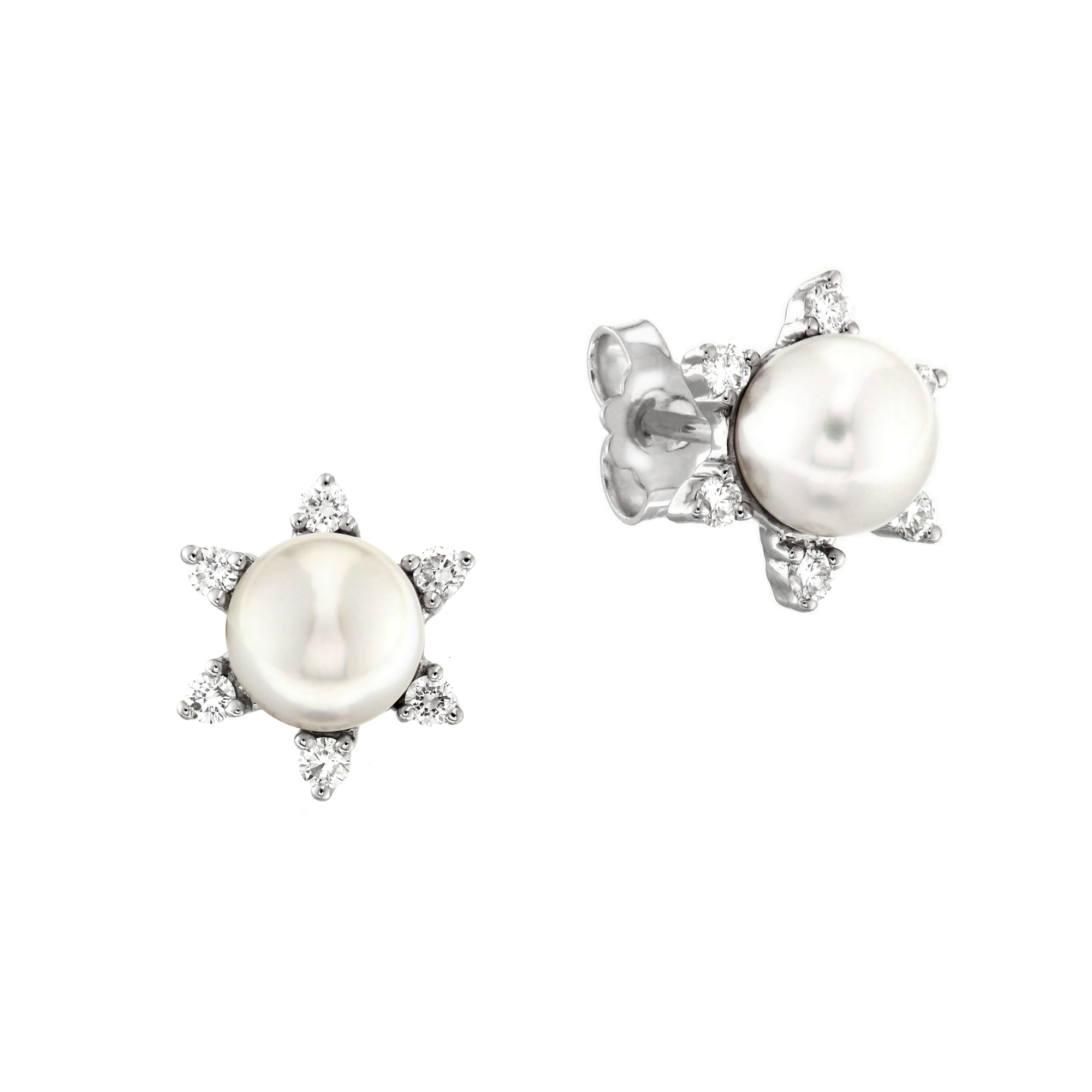 Cercei din aur 18K cu perle Akoya 1,00 gr. si diamante 0,31 ct., model Orsini OR0358 Cercei din aur 18K cu perle Akoya 1,00 gr. si diamante 0,31 ct., model Orsini OR0358