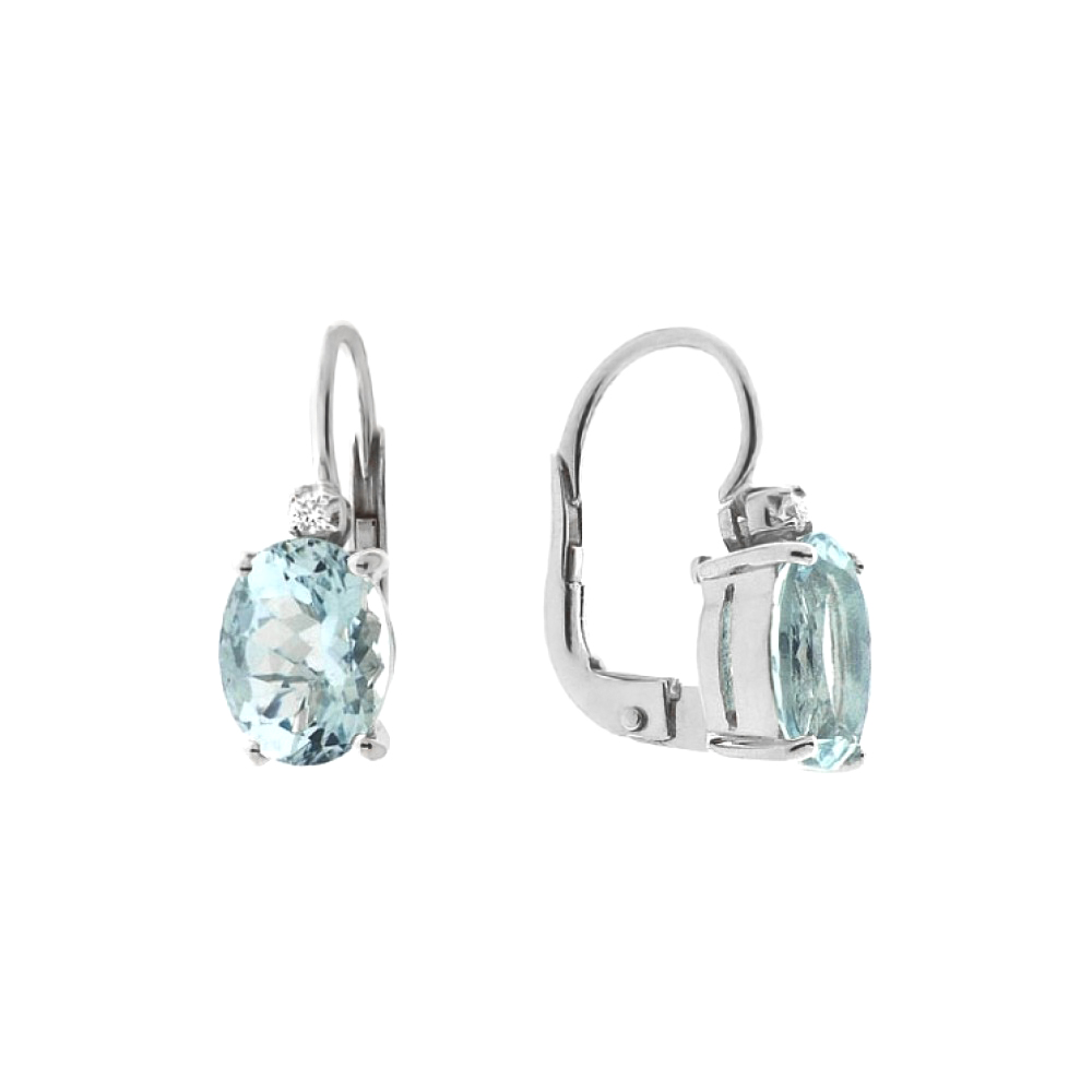 Cercei din aur 18K cu acvamarine 2,90 ct. si diamante 0,04 ct., model Orsini OR0418-7X9 Cercei din aur 18K cu acvamarine 2,90 ct. si diamante 0,04 ct., model Orsini OR0418-7X9
