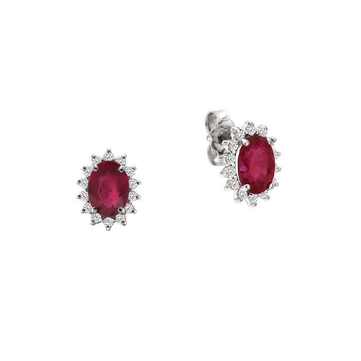 Cercei din aur 18K cu rubine 2,20 ct. si diamante 0,28 ct., model Orsini OR0570R5X7 Cercei din aur 18K cu rubine 2,20 ct. si diamante 0,28 ct., model Orsini OR0570R5X7