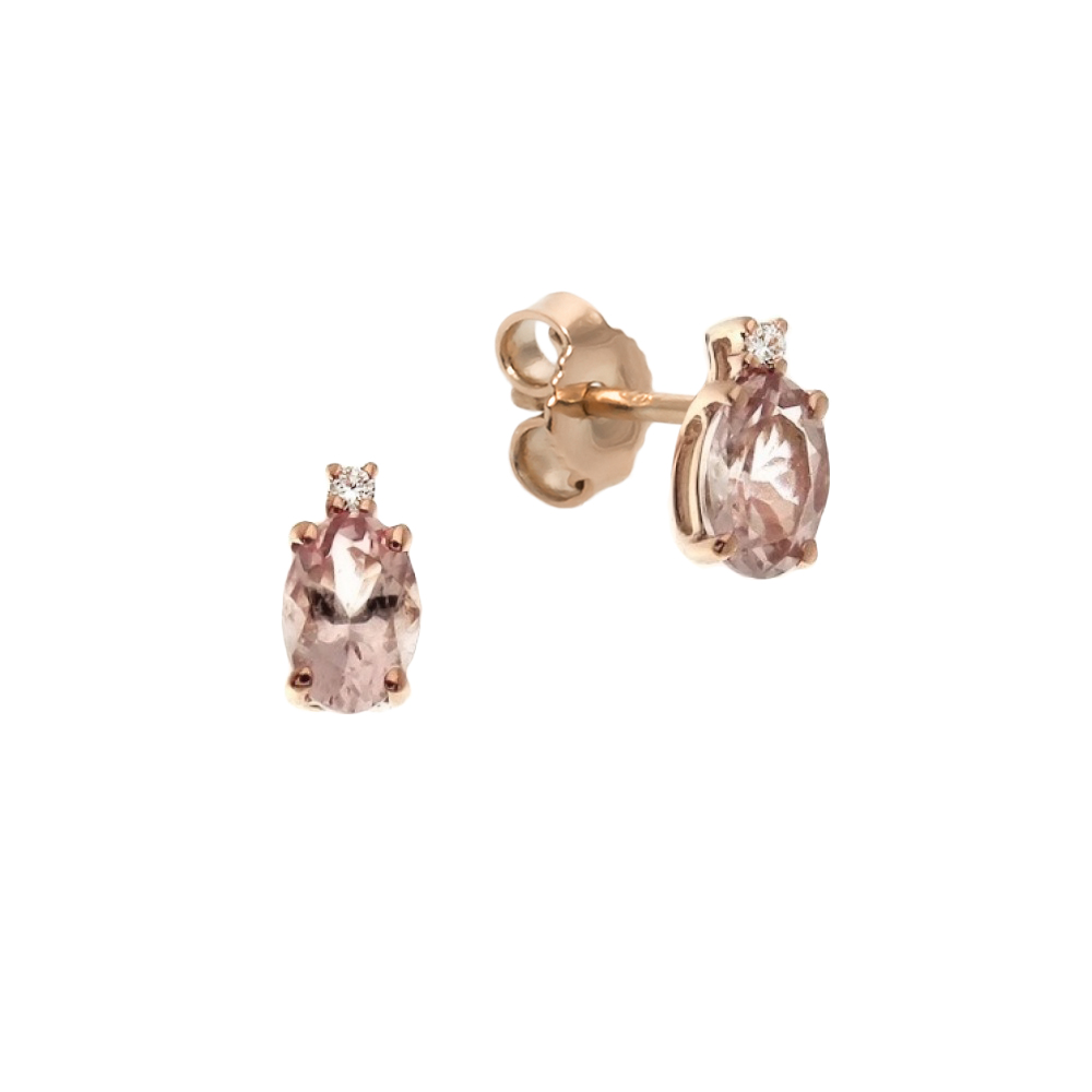 Cercei din aur 18K cu morganit 0,76 ct. si diamante 0,02 ct., model Orsini OR0586-M4X6 Cercei din aur 18K cu morganit 0,76 ct. si diamante 0,02 ct., model Orsini OR0586-M4X6