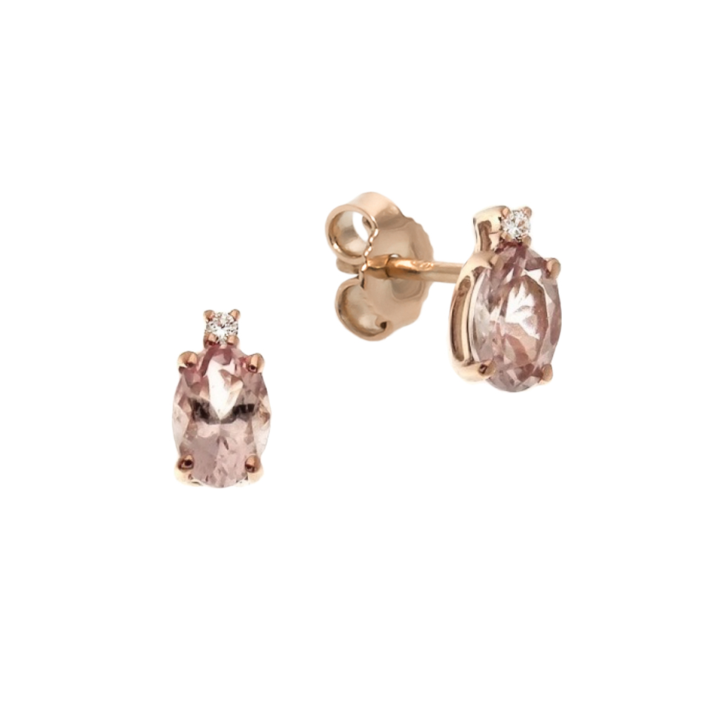 Cercei din aur 18K cu morganit 1,13 ct. si diamante 0,02 ct., model Orsini OR0586-M5X7 Cercei din aur 18K cu morganit 1,13 ct. si diamante 0,02 ct., model Orsini OR0586-M5X7