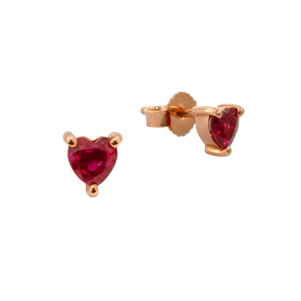 Cercei din aur 18K cu rubine in forma de inima 0,70 ct., model Orsini OR0640R Cercei din aur 18K cu rubine in forma de inima 0,70 ct., model Orsini OR0640R
