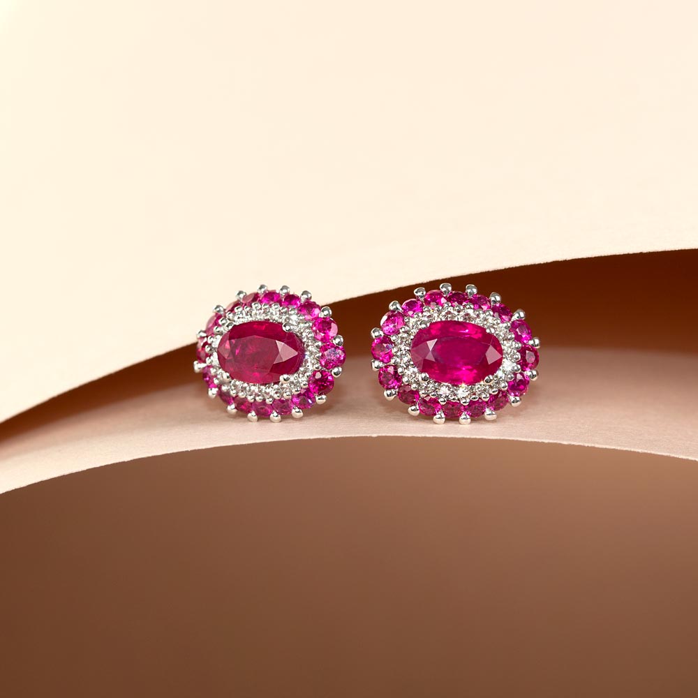 Cercei din aur 18K cu rubin 2,02 ct. si diamante 0,21 ct., model Orsini OR0645R4X6 Cercei din aur 18K cu rubin 2,02 ct. si diamante 0,21 ct., model Orsini OR0645R4X6