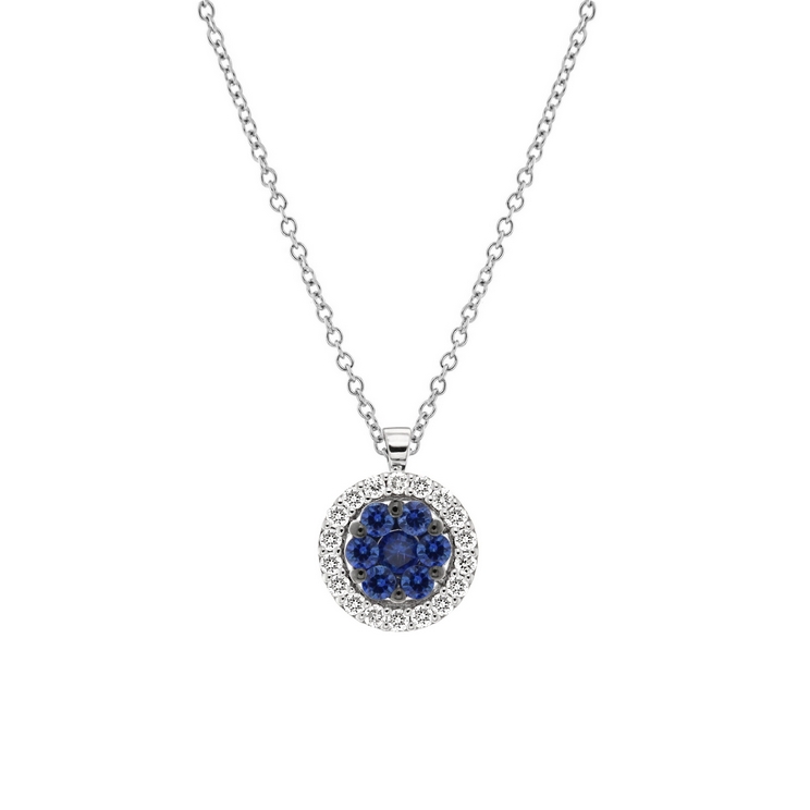 Lantisor din aur 18K cu pandantiv cu safire 0,31 ct. si diamante 0,18 ct., model Orsini CI1605-Z Lantisor din aur 18K cu pandantiv cu safire 0,31 ct. si diamante 0,18 ct., model Orsini CI1605-Z