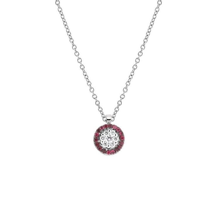 Lantisor din aur 18K cu pandantiv cu rubine 0,10 ct. si diamante 0,10 ct., model Orsini CI1682-R Lantisor din aur 18K cu pandantiv cu rubine 0,10 ct. si diamante 0,10 ct., model Orsini CI1682-R