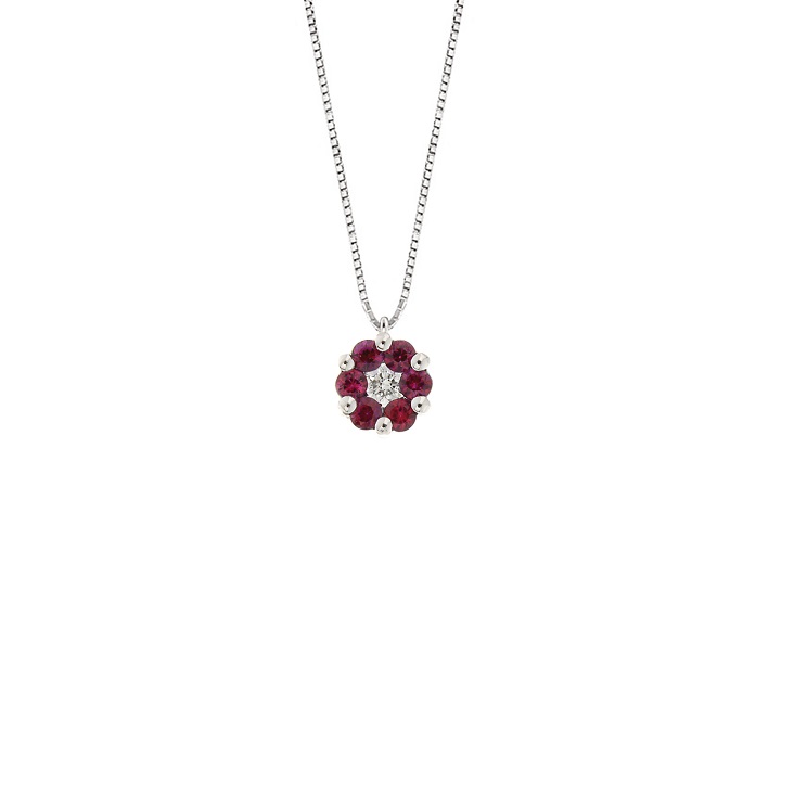 Lantisor din aur 18K cu pandantiv cu rubine 0,20 ct. si diamant 0,05 ct., model Orsini CI1692M-R Lantisor din aur 18K cu pandantiv cu rubine 0,20 ct. si diamant 0,05 ct., model Orsini CI1692M-R