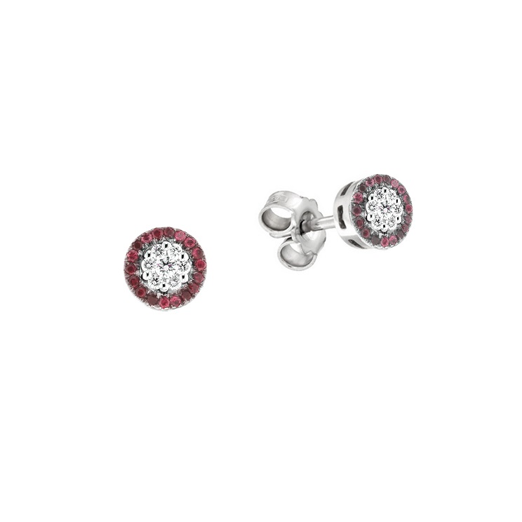 Cercei din aur 18K cu rubine 0,20 ct. si diamante 0,20 ct., model Orsini OR0602-R Cercei din aur 18K cu rubine 0,20 ct. si diamante 0,20 ct., model Orsini OR0602-R