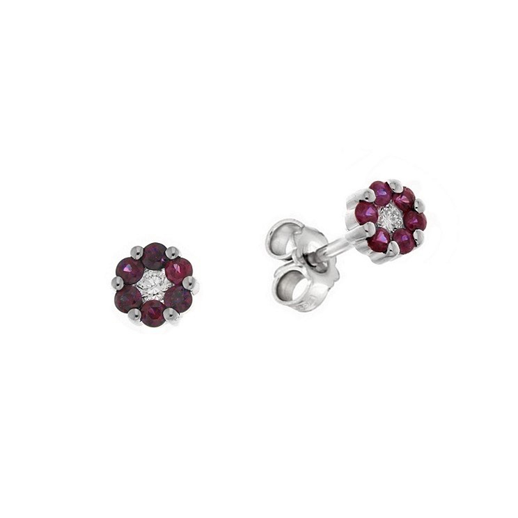 Cercei din aur 18K cu rubine 0,40 ct. si diamante 0,10 ct., model Orsini OR0610M-R Cercei din aur 18K cu rubine 0,40 ct. si diamante 0,10 ct., model Orsini OR0610M-R